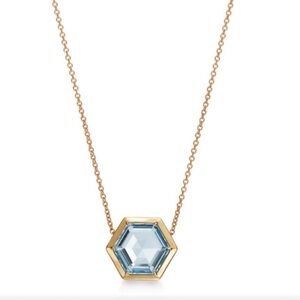 Tiffany & Co. Blue Topaz Jewel Box Necklace by Paloma Picasso-18k YG 16-18 chain